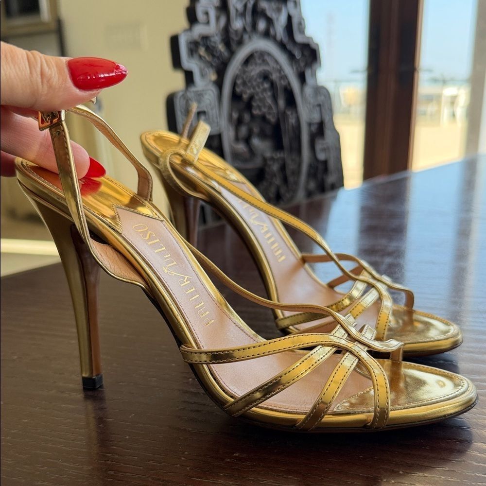 Elegant Gold Strappy Heels